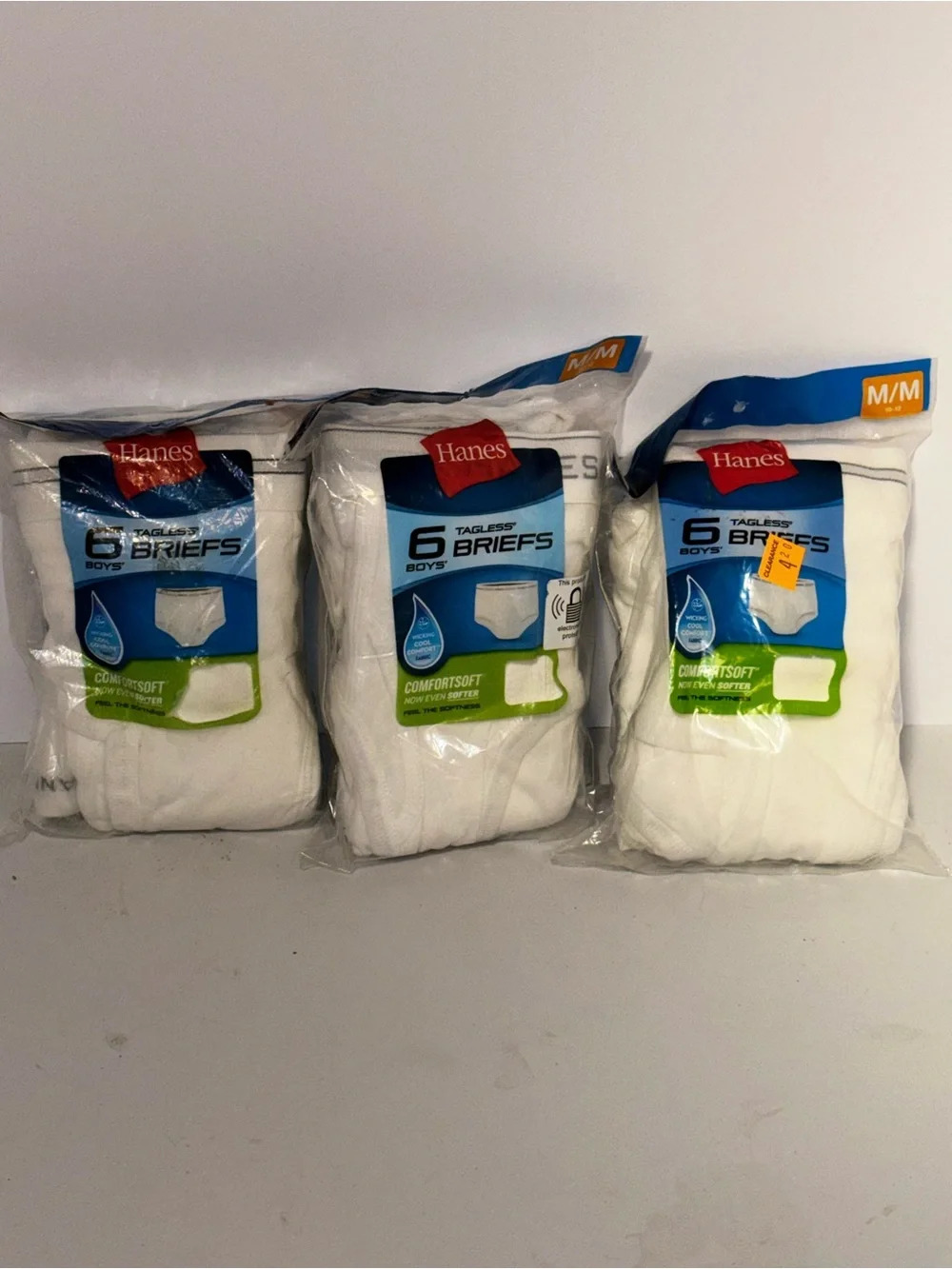 Hanes Boys Medium Tagless Briefs Bundle of 3 Packs (6 pair each)